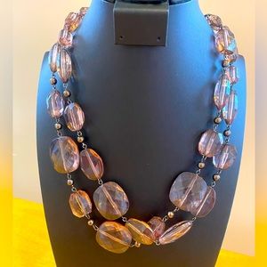 Gray beads adjustable clasp necklace